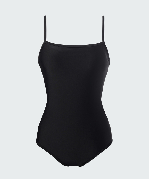 WOMENS BACK STRING ONEPIECE SWIMSUIT [BLACK]