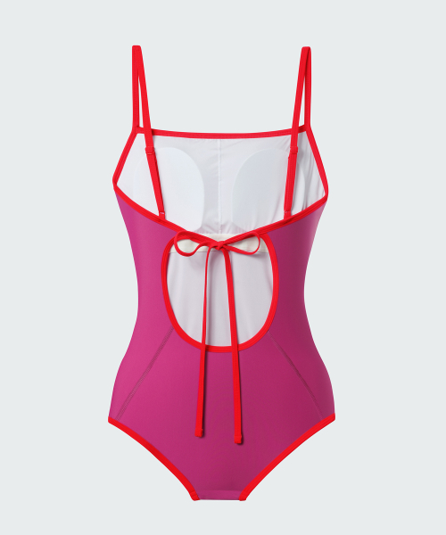 WOMENS BACK STRING ONEPIECE SWIMSUIT [MAGENTA]
