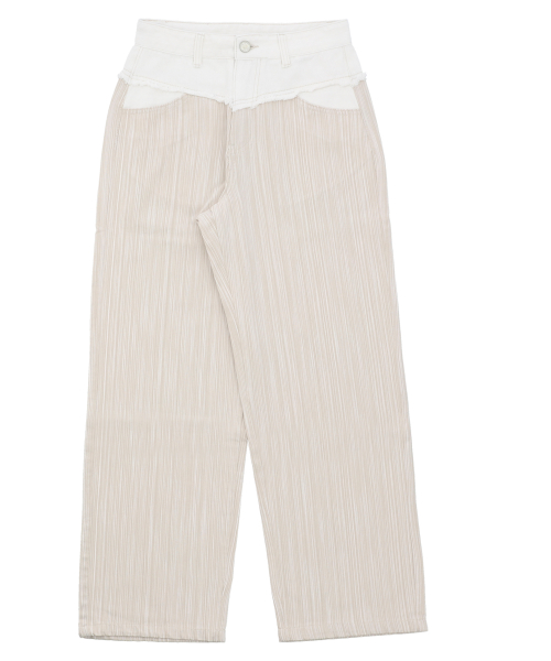 Брюки из денима со вставками [BEIGE]
