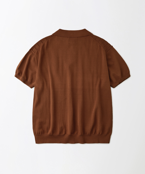 HS STRIPE KNIT COLLAR SHIRT_BRICK