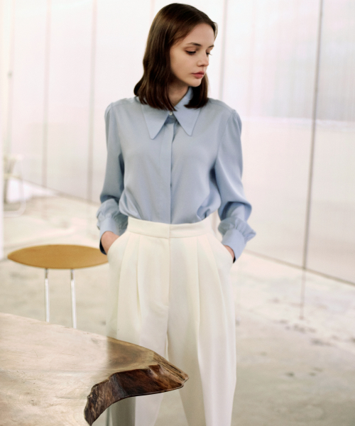 [MUDY] Блузка с большим воротником BIG COLLAR BLOUSE_Sky Blue
