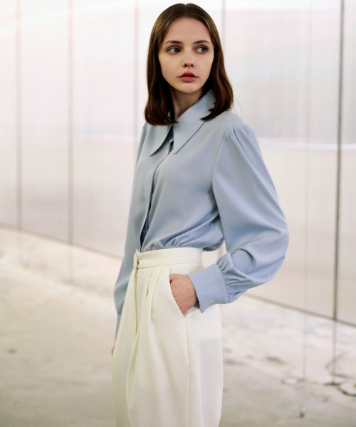 [MUDY] Блузка с большим воротником BIG COLLAR BLOUSE_Sky Blue