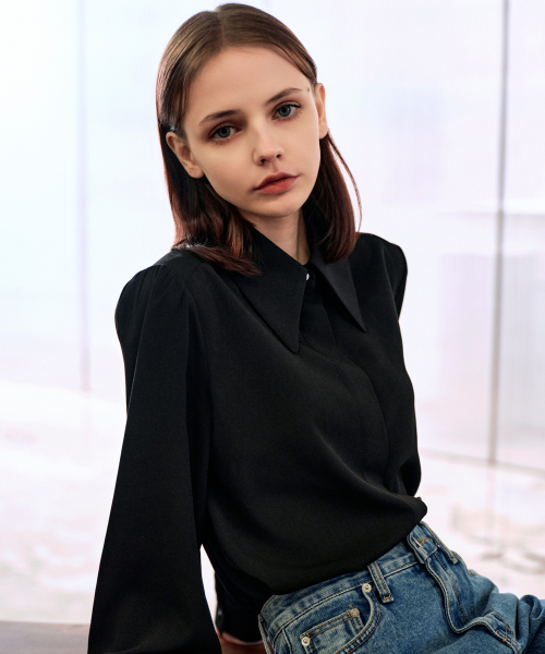 [MUDY] Блузка BIG COLLAR BLOUSE черная