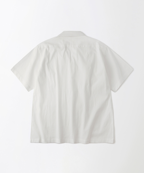SEERSUCKER GUAYABERA CUBA HALF SHIRT_OFF WHITE