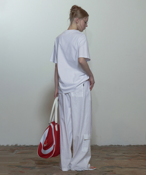 Linen Cargo Jogger Pants White