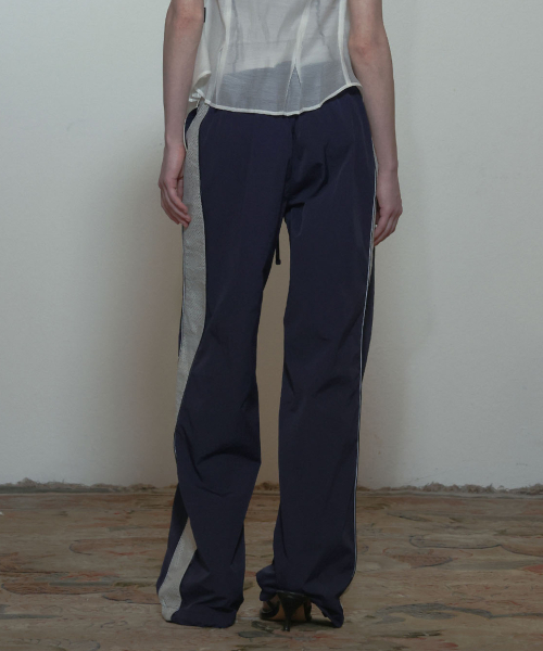 Mesh Nylon Track Pants Navy