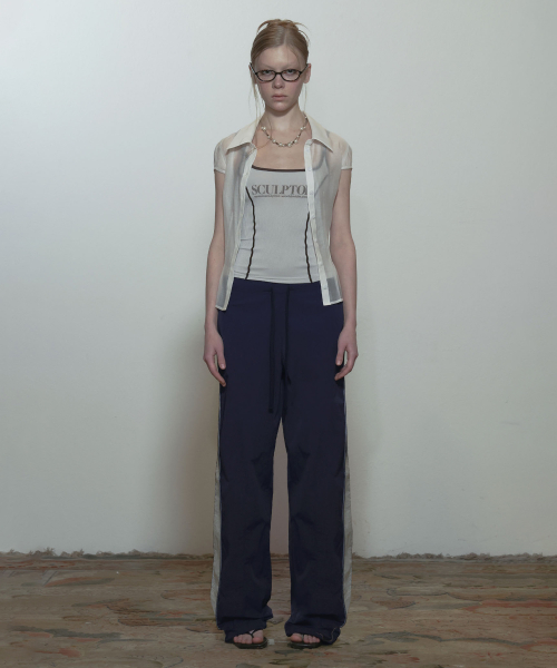 Mesh Nylon Track Pants Navy