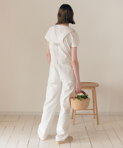 DENIM OVERALL PANTS WHITE