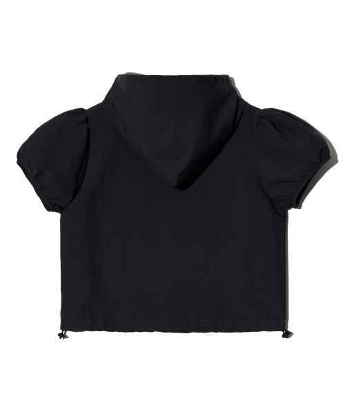 NYLON PUFF SLEEVE HOODIE (BLACK)