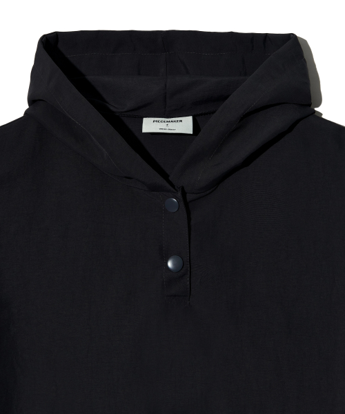 NYLON PUFF SLEEVE HOODIE (BLACK)