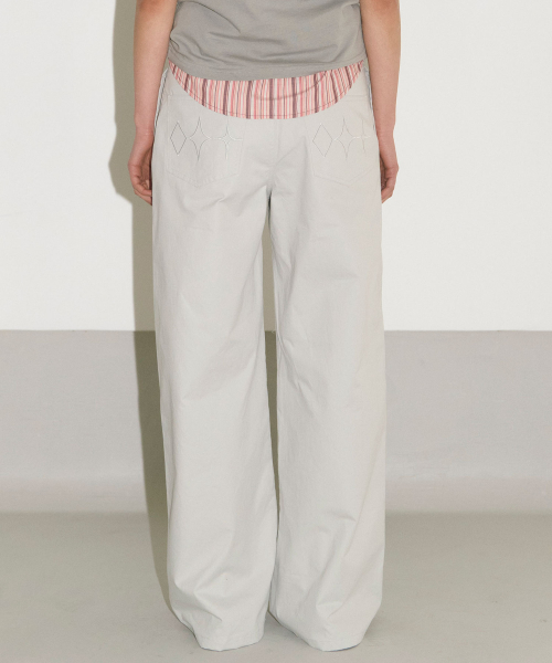 HERETIC PINTUCK COTTON PANTS / light grey