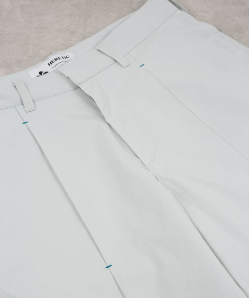 HERETIC PINTUCK COTTON PANTS / light grey