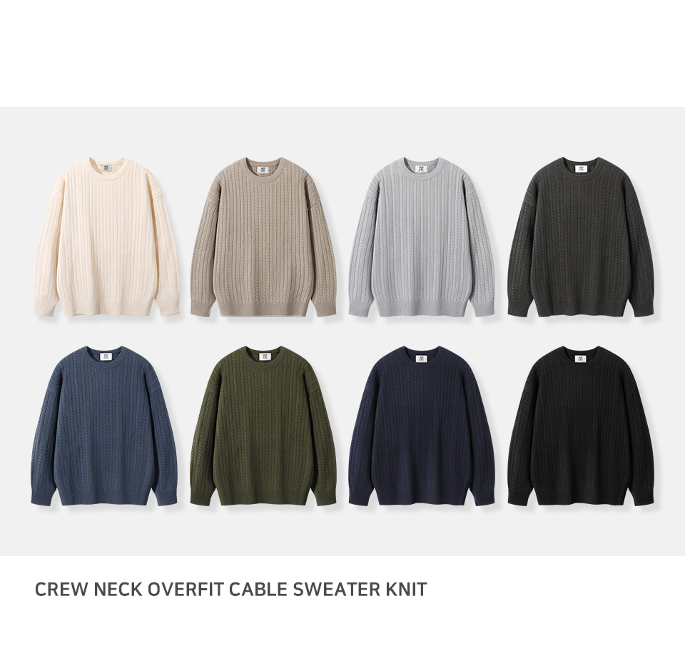 [GRAVER]★FACE OVERFIT KNIT SWEATER MUSINSA | AGOD Crew Neck Overfit Cable Sweater Knit - Beige