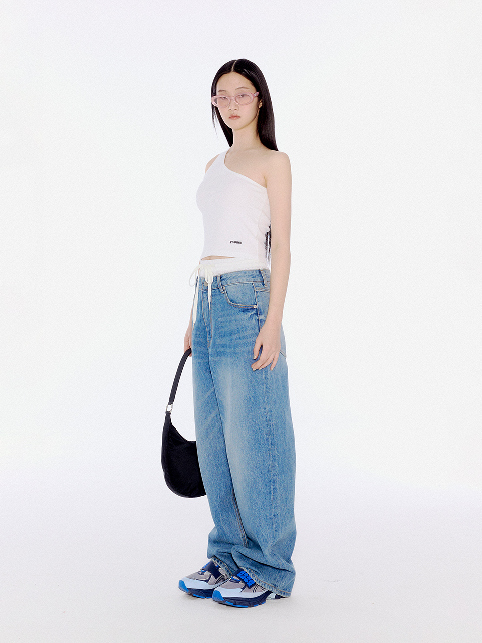 MUSINSA | YOUHEE YOUHEE LETTERING HOBO BAG BLACK
