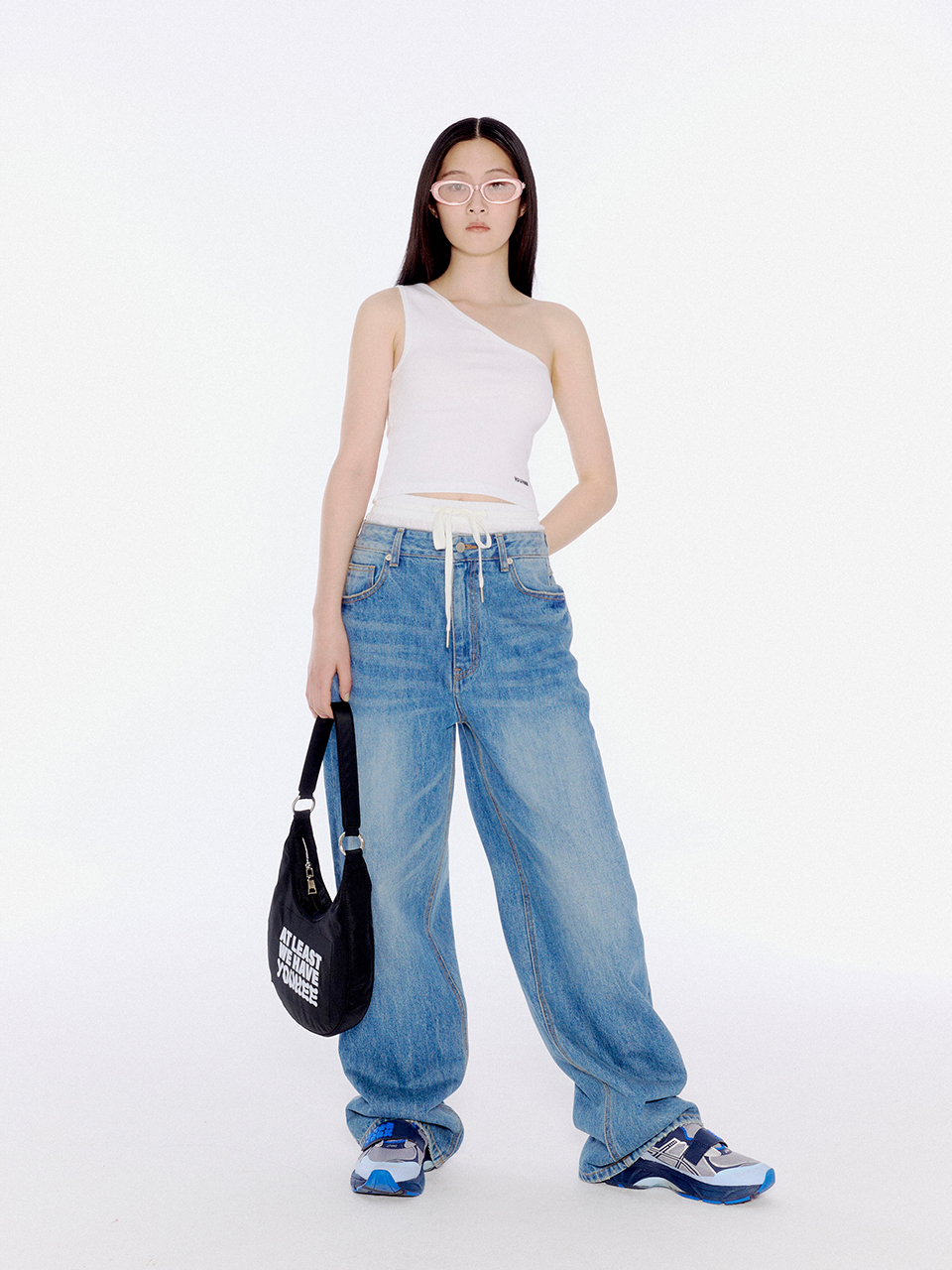 MUSINSA | YOUHEE YOUHEE LETTERING HOBO BAG BLACK