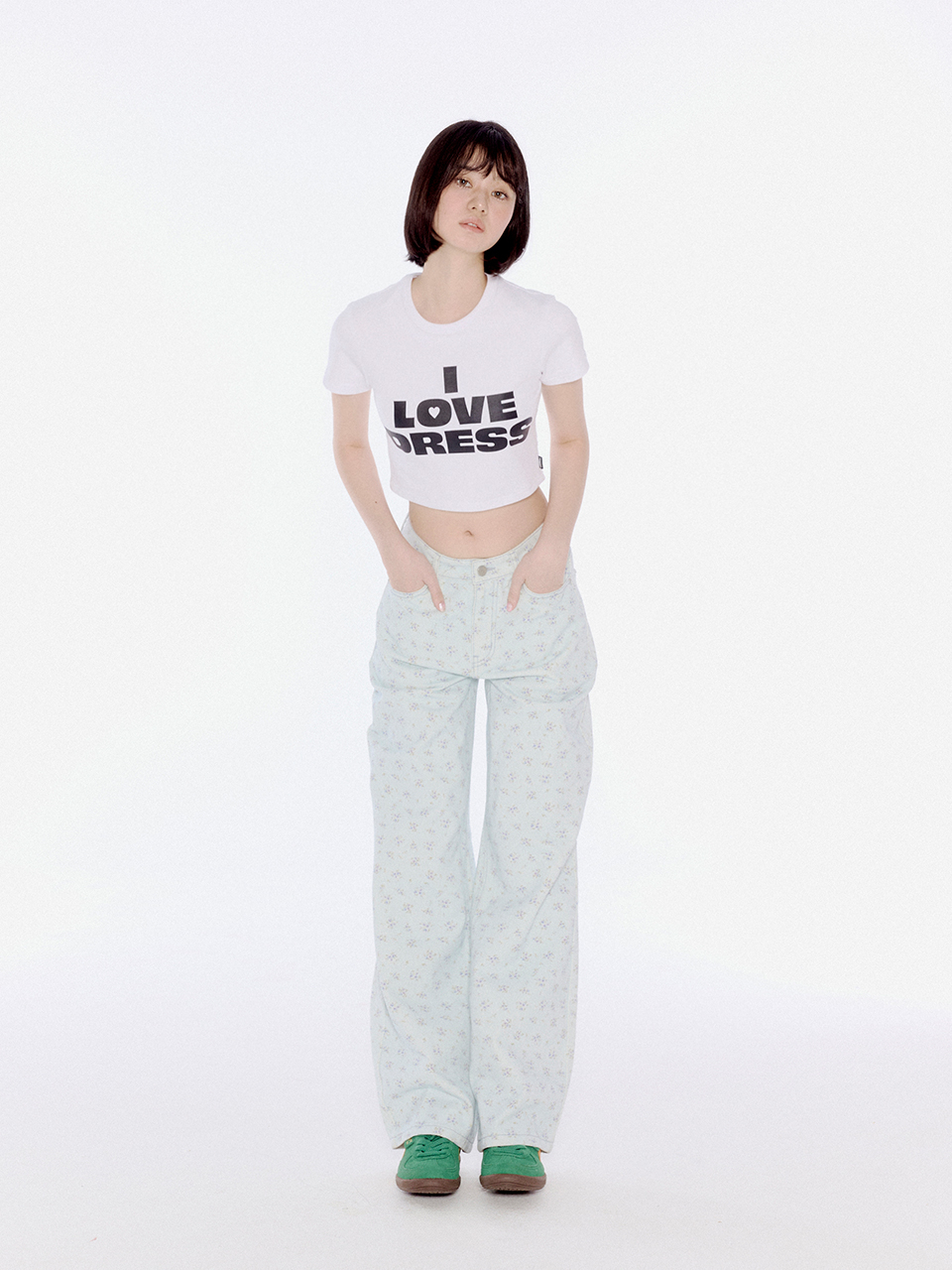 유희(YOUHEE) FLOWER PATTERN DENIM PANTS SKY BLUE - 사이즈
