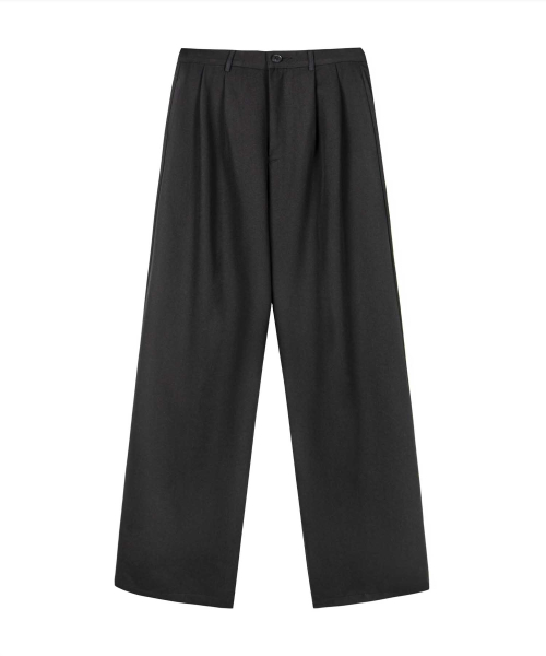 Широкие слаксы с двойной складкой [Black]