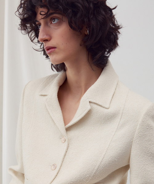 WOOL-BLEND TWEED JACKET CREAM