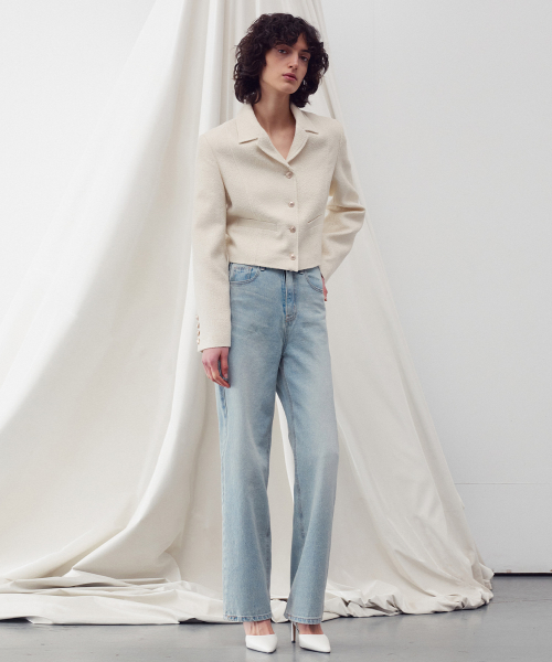 WOOL-BLEND TWEED JACKET CREAM