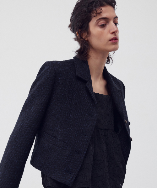 WOOL-BLEND TWEED JACKET MIDNIGHT NAVY