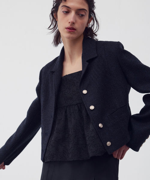 WOOL-BLEND TWEED JACKET MIDNIGHT NAVY