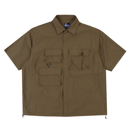 MULTI POCKET PACKABLE HALF SHIRTS BROWN_FQ2WR40U