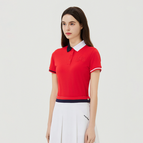 Half&Half Collar Polo Shirts_Red