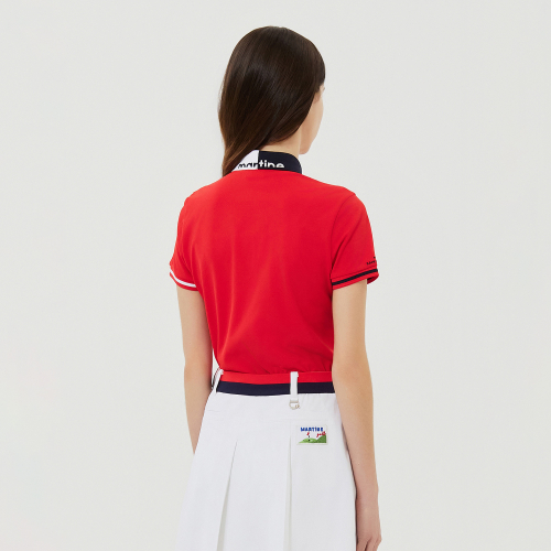 Half&Half Collar Polo Shirts_Red