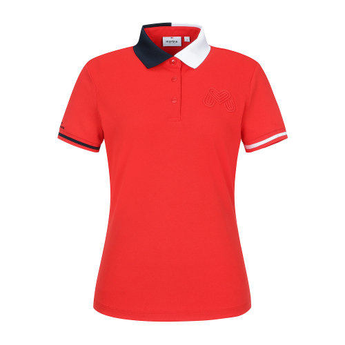 Half&Half Collar Polo Shirts_Red