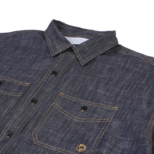 WASHED DENIM HALF SHIRT INDIGO_FQ2WR80U