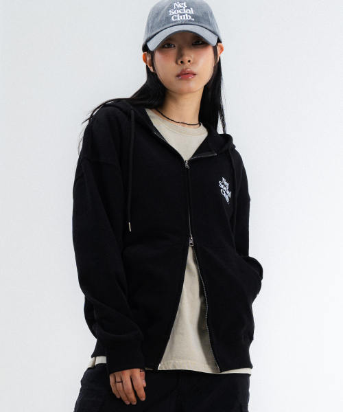 SMALL LOGO HOOD ZIP-UP (BLACK)