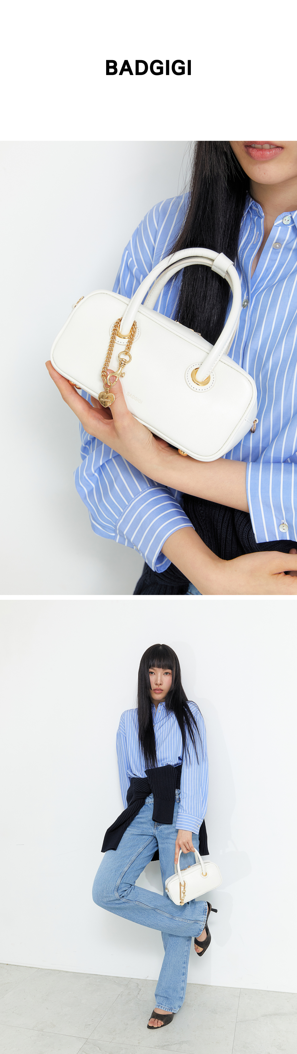 MUSINSA | BADGIGI Cowhide Soft Mini Boston Bag, Cream