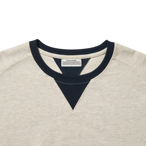 FREEDOM SLEEVE SWEAT SHIRTS [Light Melange Grey / Navy]