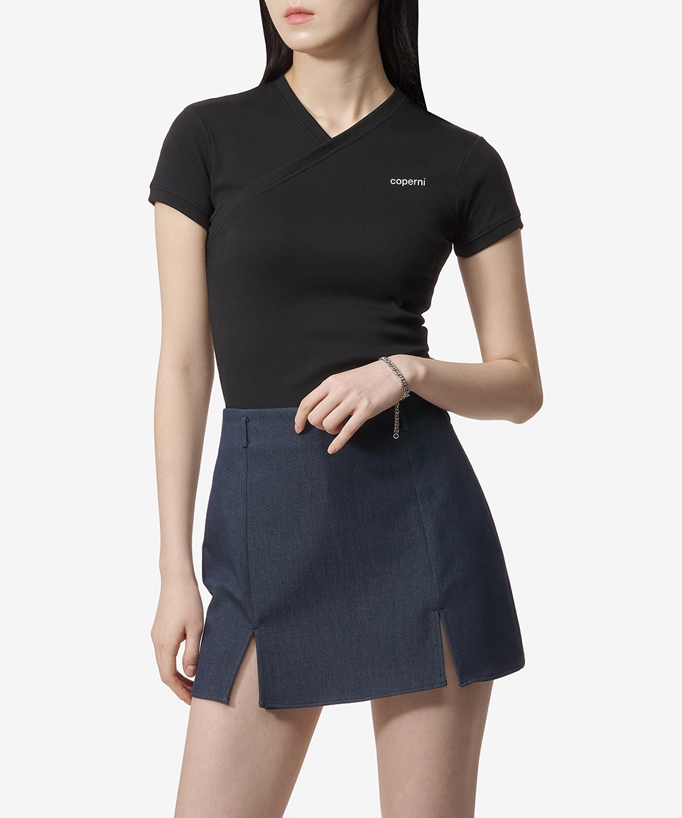 MUSINSA | COPERNI V-neck line short sleeve t-shirt - Black