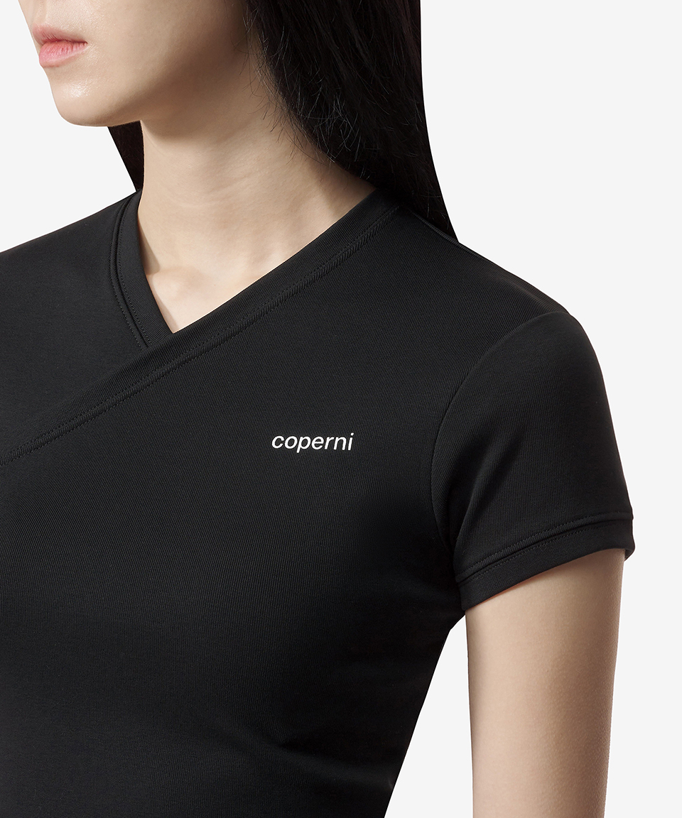 MUSINSA | COPERNI V-neck line short sleeve t-shirt - Black
