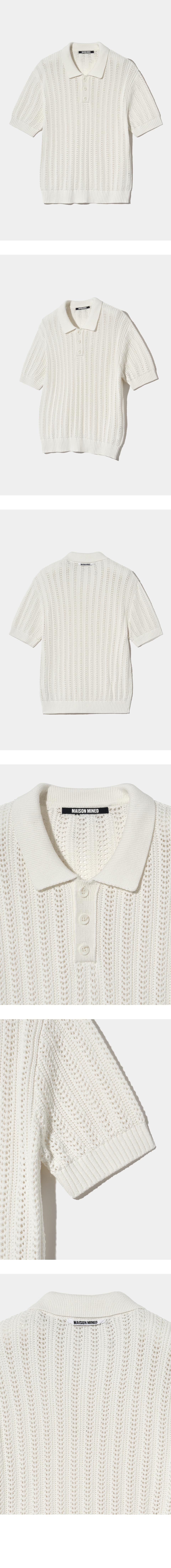 【MAISON MINED】24SS★ LEAVES COLLAR BUTTON HALF KNIT MUSINSA | MAISON MINED LEAVES COLLAR BUTTON HALF KNIT IVORY