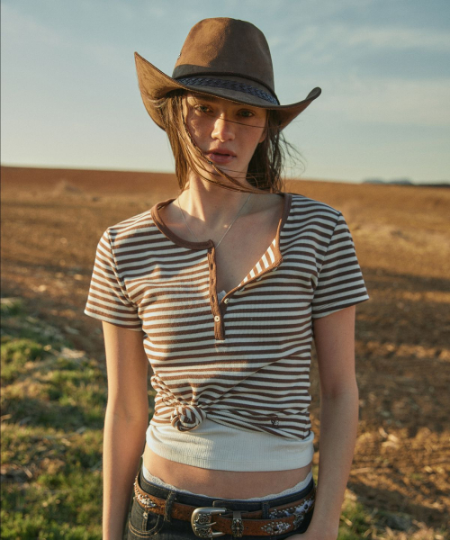 Ribbed Henry Neck T-shirt WHRAG2422F