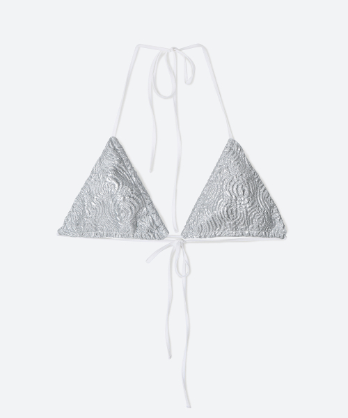 Flor Metallic Bra / Silver Flower