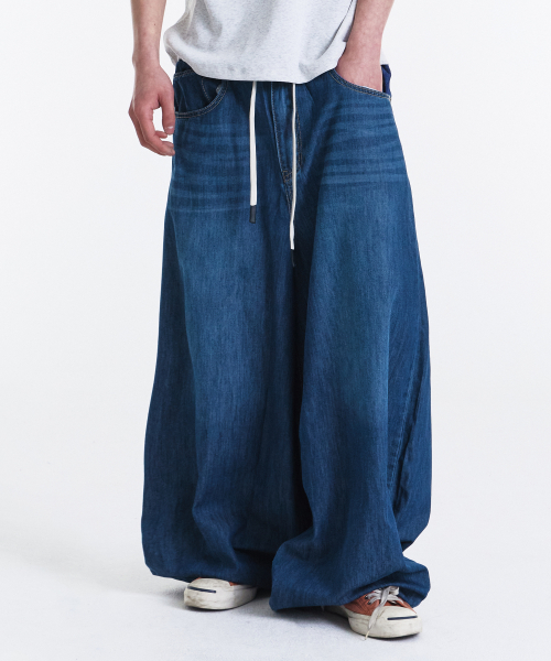 SUMMER VACATION BALLOON PANTS (DARK BLUE)
