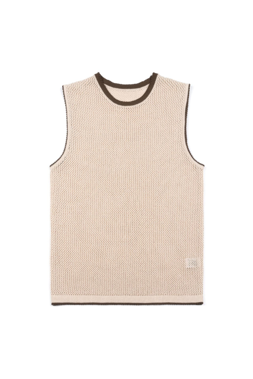 Сетчатый жилет с ягодным рисунком - Beige