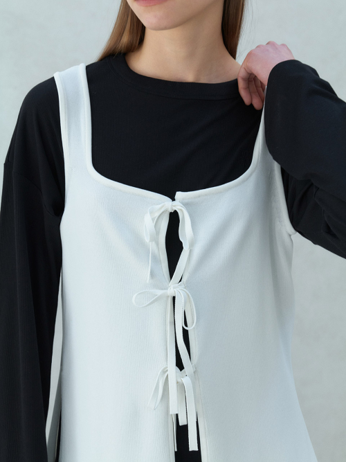 Flora Tie Vest_Ivory