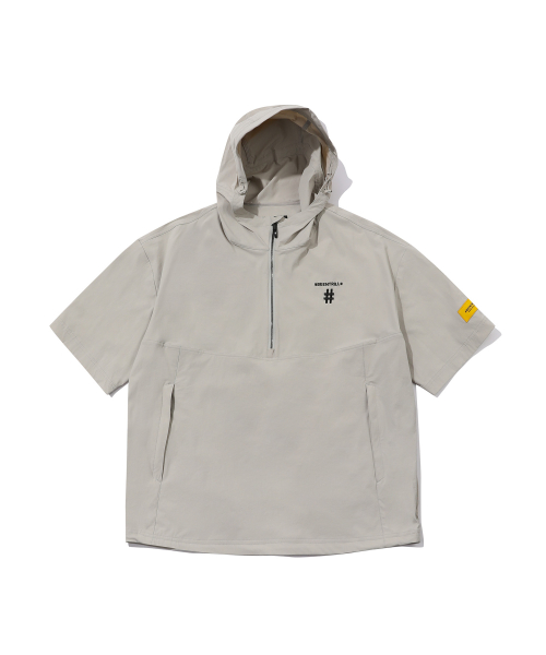 Анорак с капюшоном и коротким рукавом оверсайз (Light Beige)