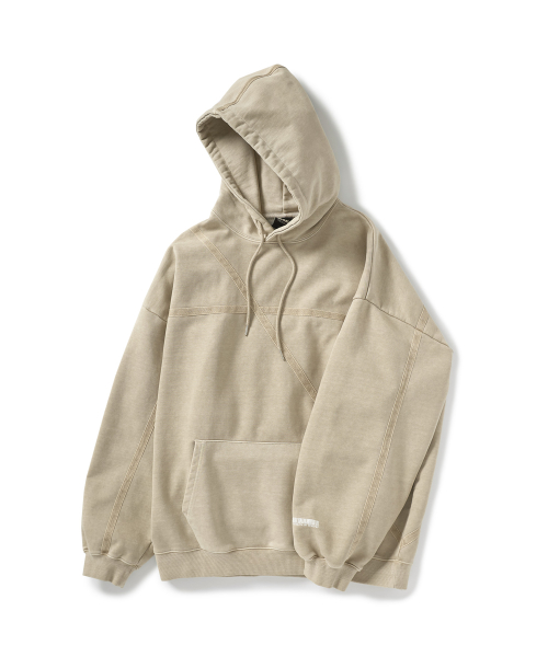 Тяжелый пигментный худи Cross Line MHT123 [BEIGE]