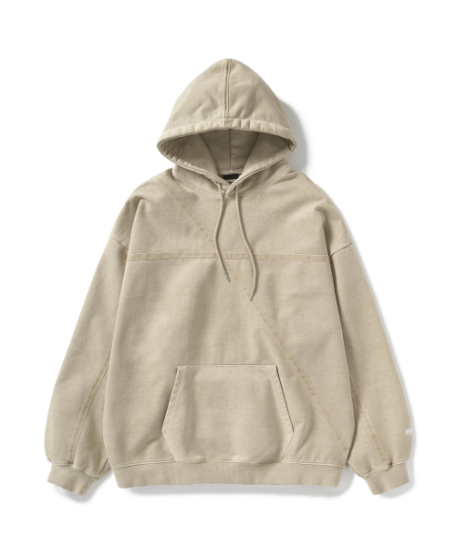 Тяжелый пигментный худи Cross Line MHT123 [BEIGE]