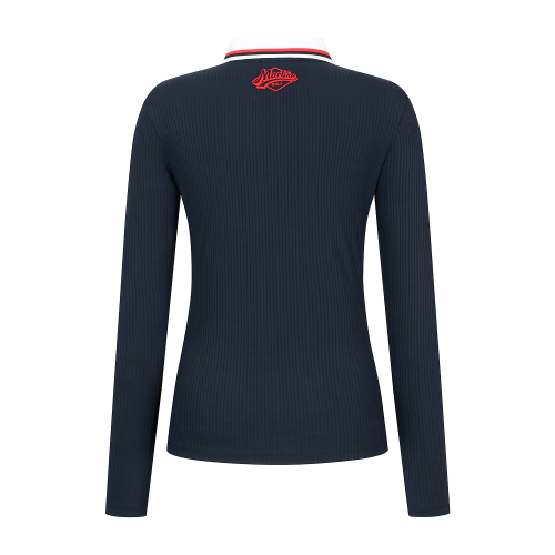 Ribbed Color Collar T-Shirts_Navy