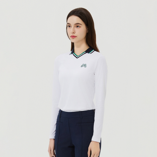 Ribbed Color Collar T-Shirts_White