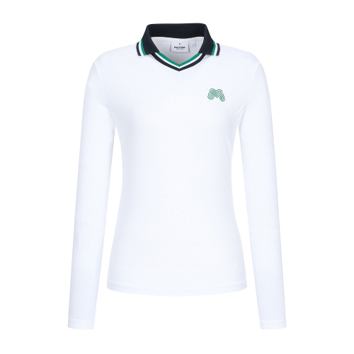 Ribbed Color Collar T-Shirts_White