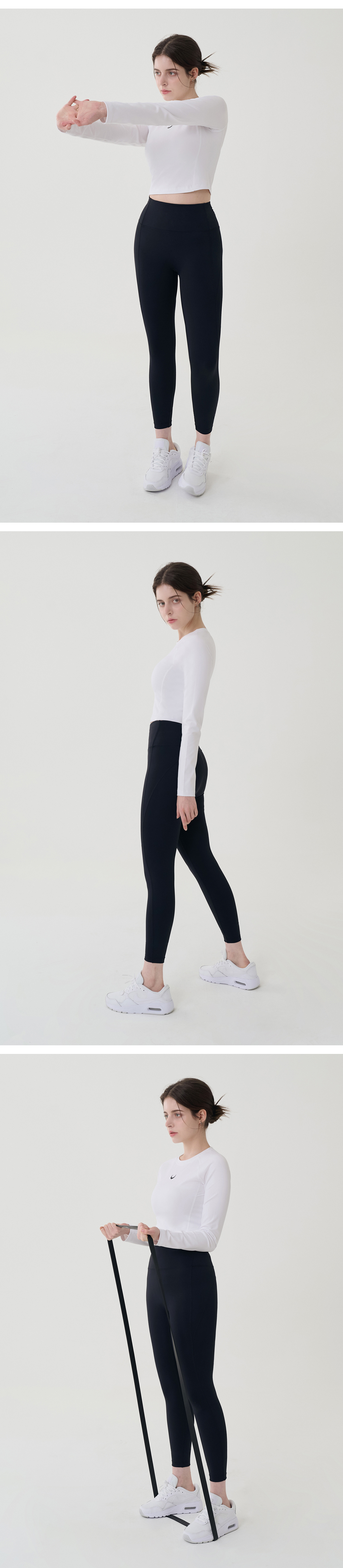 블랙 색상 레깅스를 입고 있는 여성