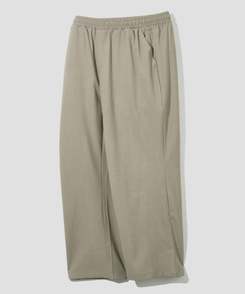 Широкие слаксы на резинке [Beige]
