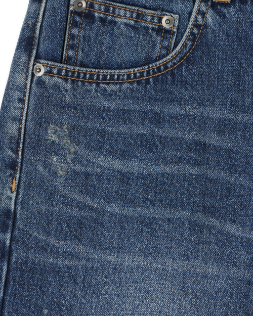 DISTRESSED WIDE DENIM SHORTS синий